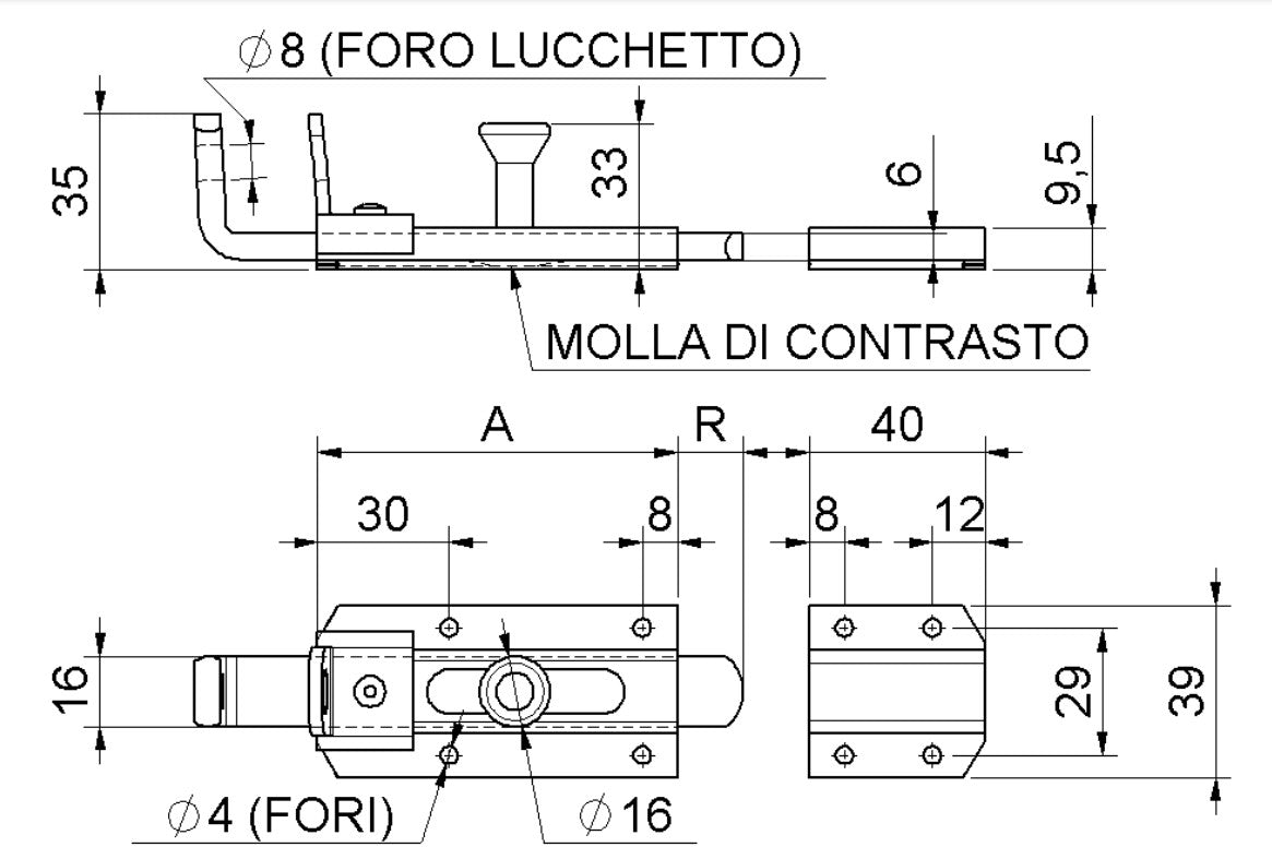 284 - Galvanized Padlock Bolt
