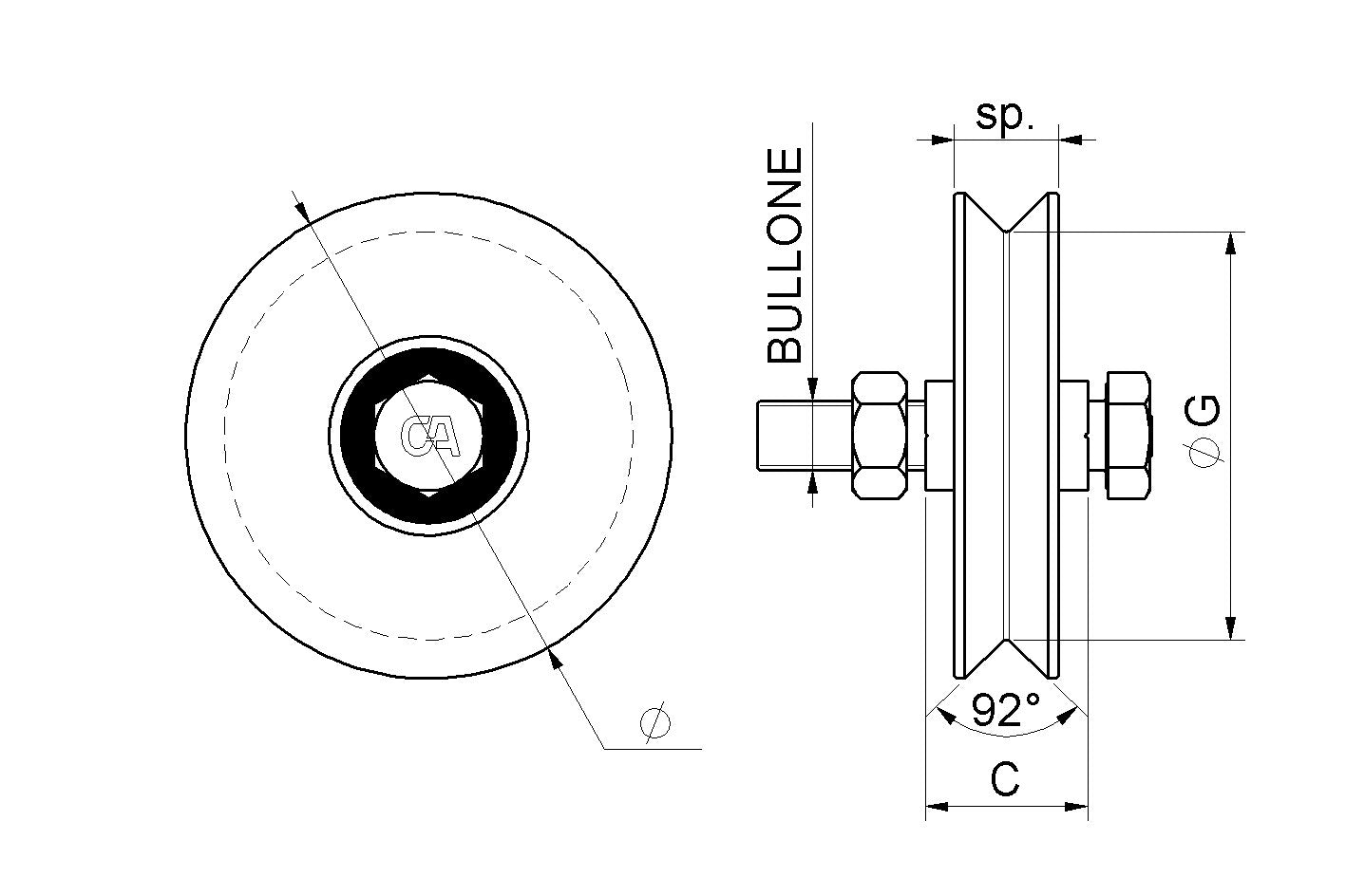 402 - V Grooved Single Bearing Wheel