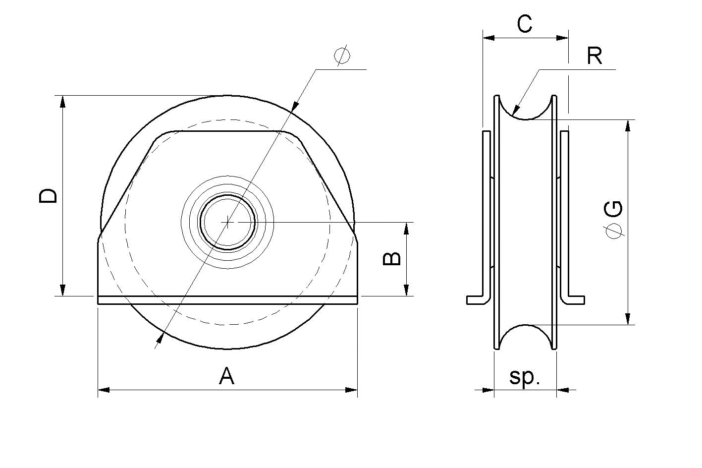 415 - O Grooved Single  Bearing Wheel