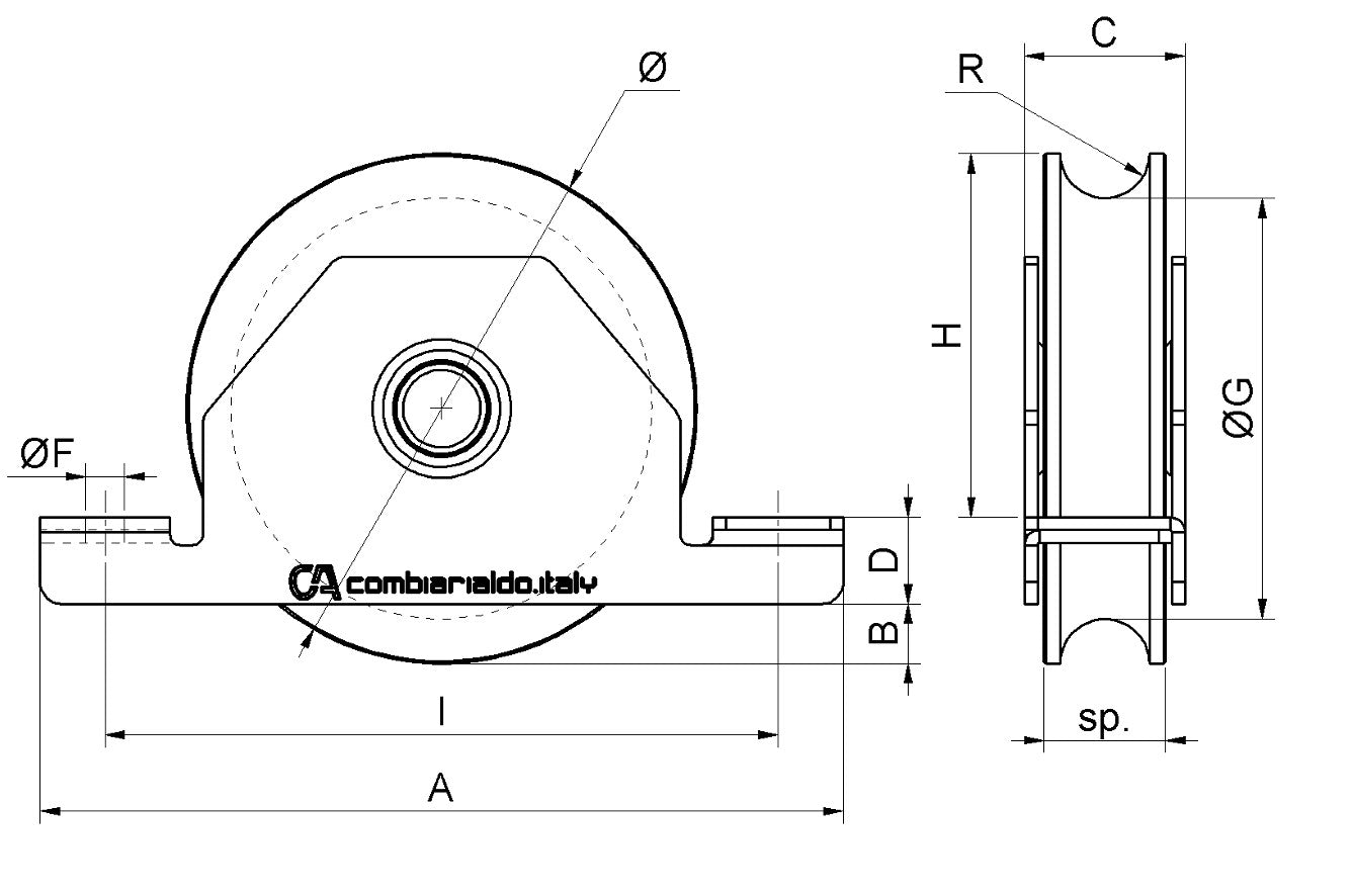 430 -O Grooved Wheel Double Bearing Internal Support