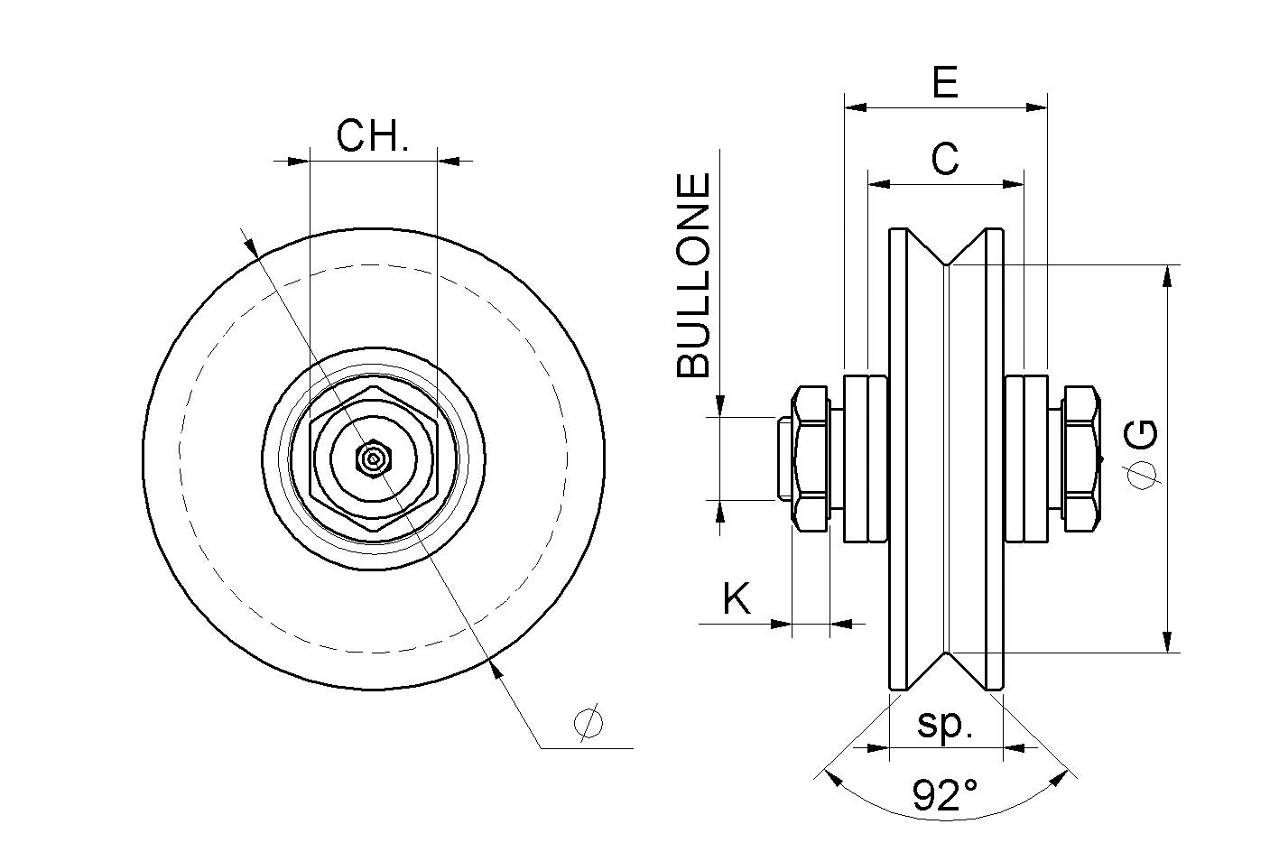 437 - V Grooved Double Bearing Wheel With Grease Cup