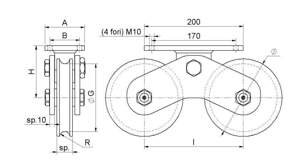 600 - Twin Balance Wheels O Groove 4 Bearings