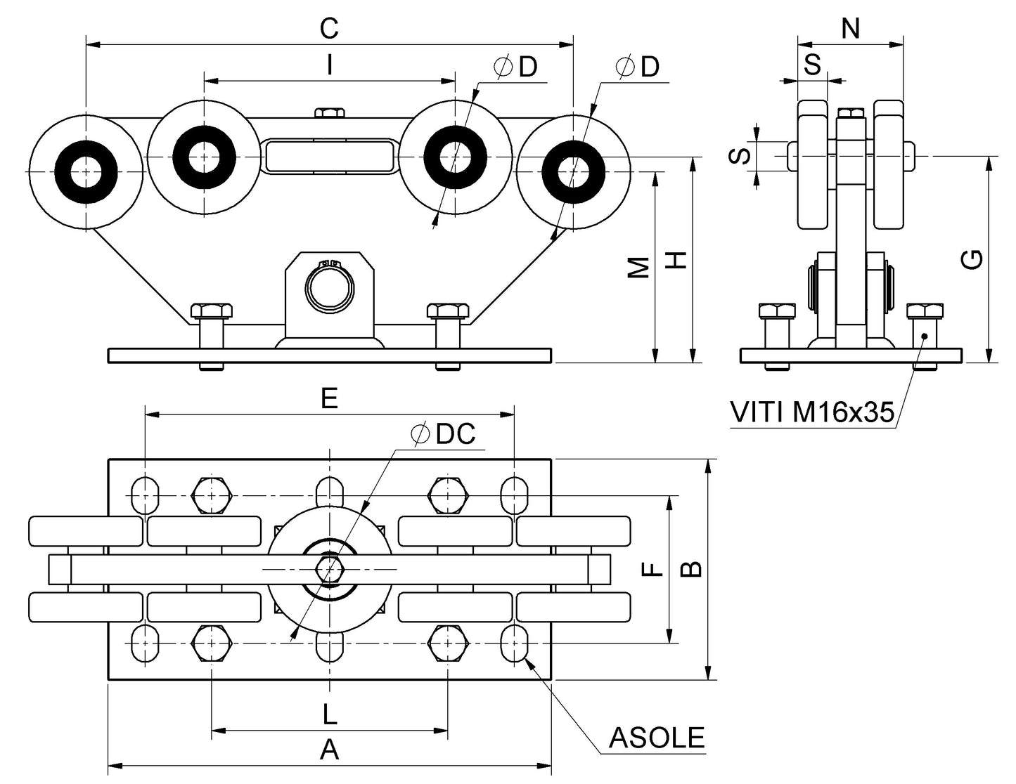 9999 - Nine Wheeled Carriage For Cantilever Gate
