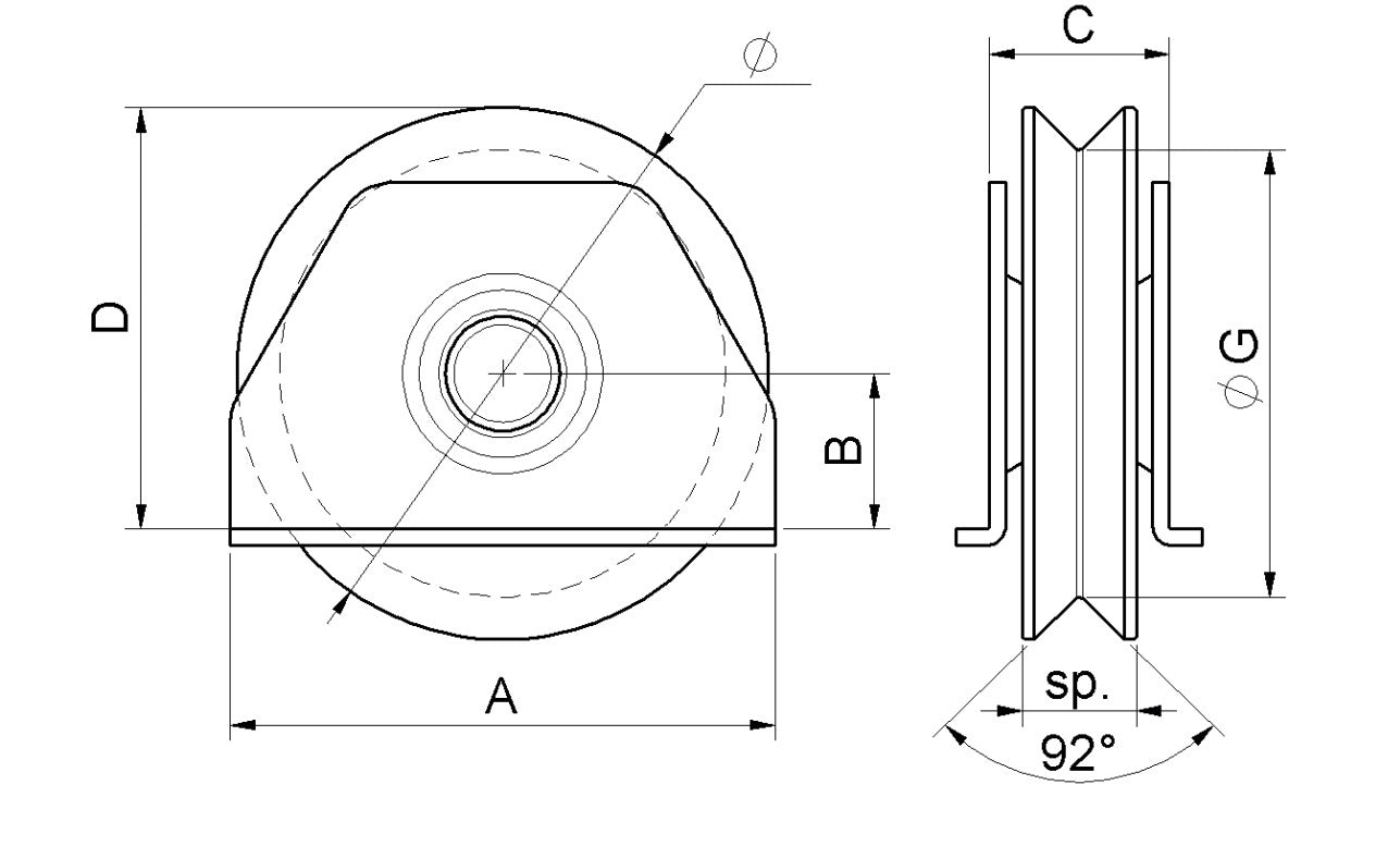 417 - V Grooved  Bearing Wheel