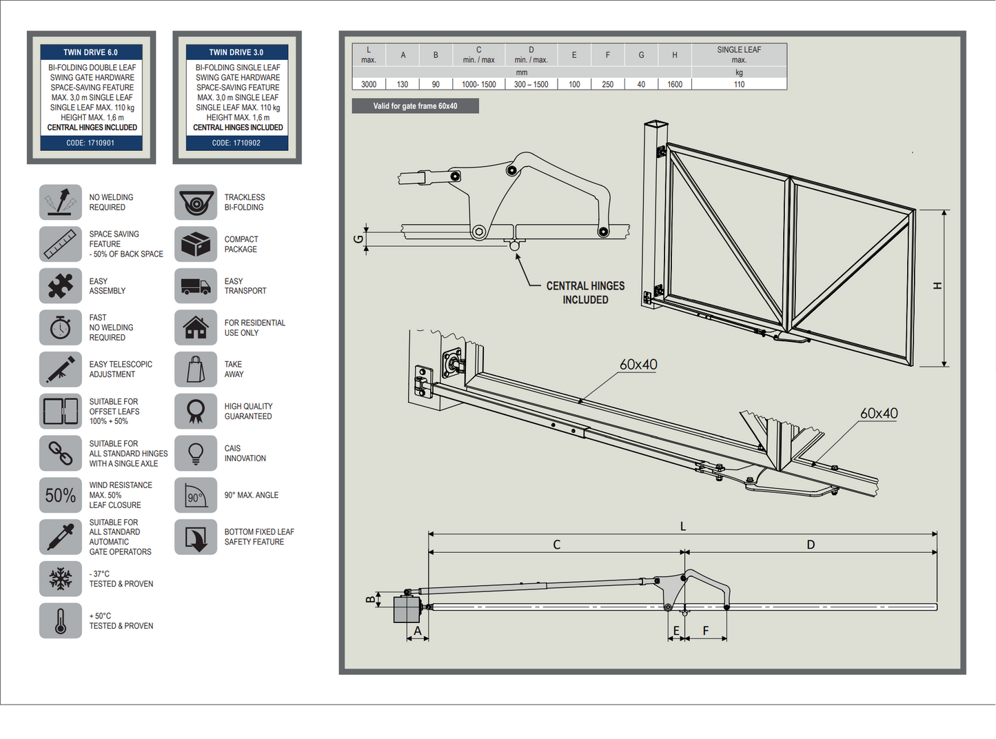 TWINDRIVE 6 - Tackless Bifolding Gate System
