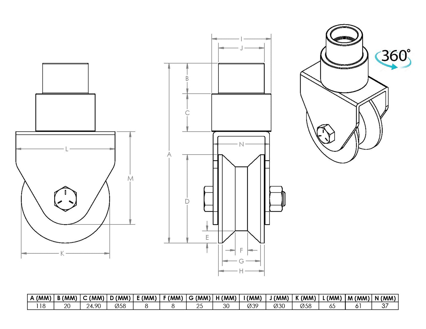 HRW 360 - 360° Rotating Wheel