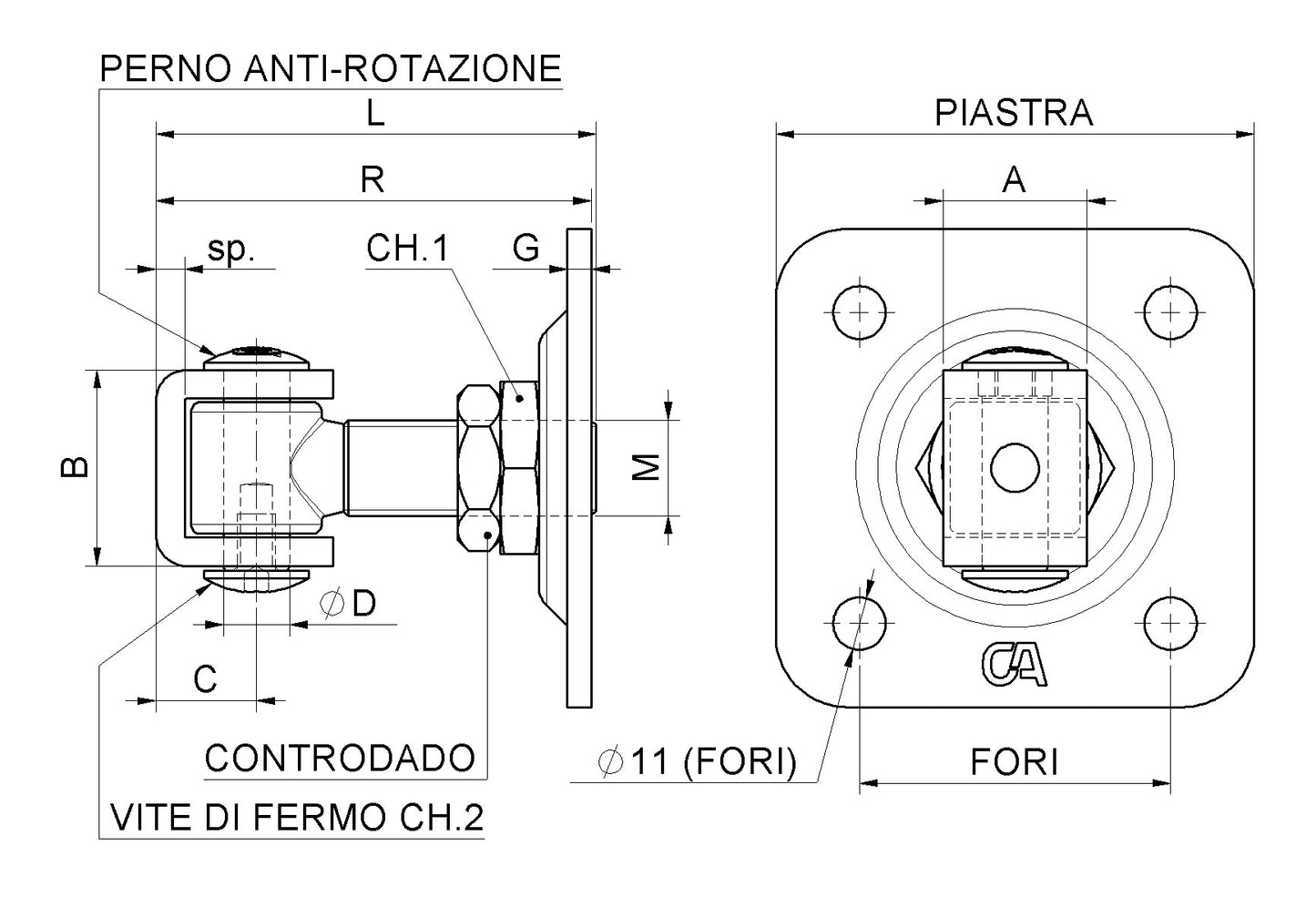 378-Adjustable U-Bolt Hinge with Plate