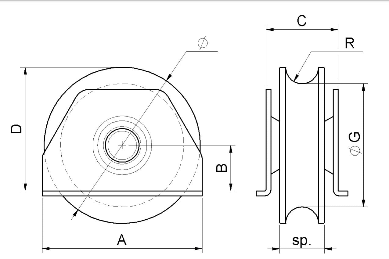 420 - O Grooved Wheel Double Bearing Side Support