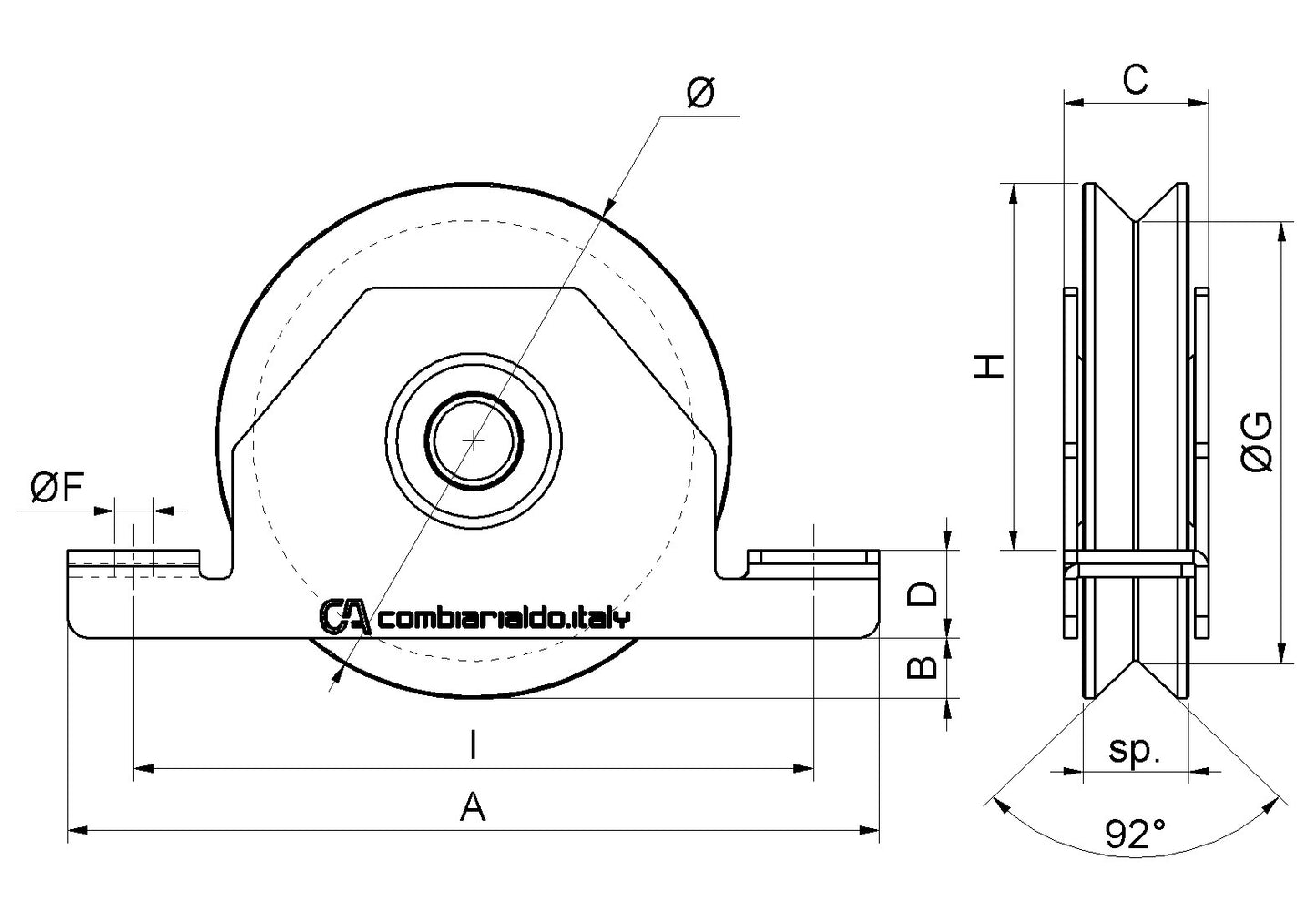427 - V Grooved Wheel Single Bearing Internal Support