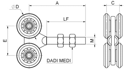 752 - Sliding Trolley with 4 Bearings